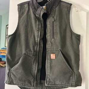 Vintage Carhartt Olive Vest with Dark Trim (Lined)